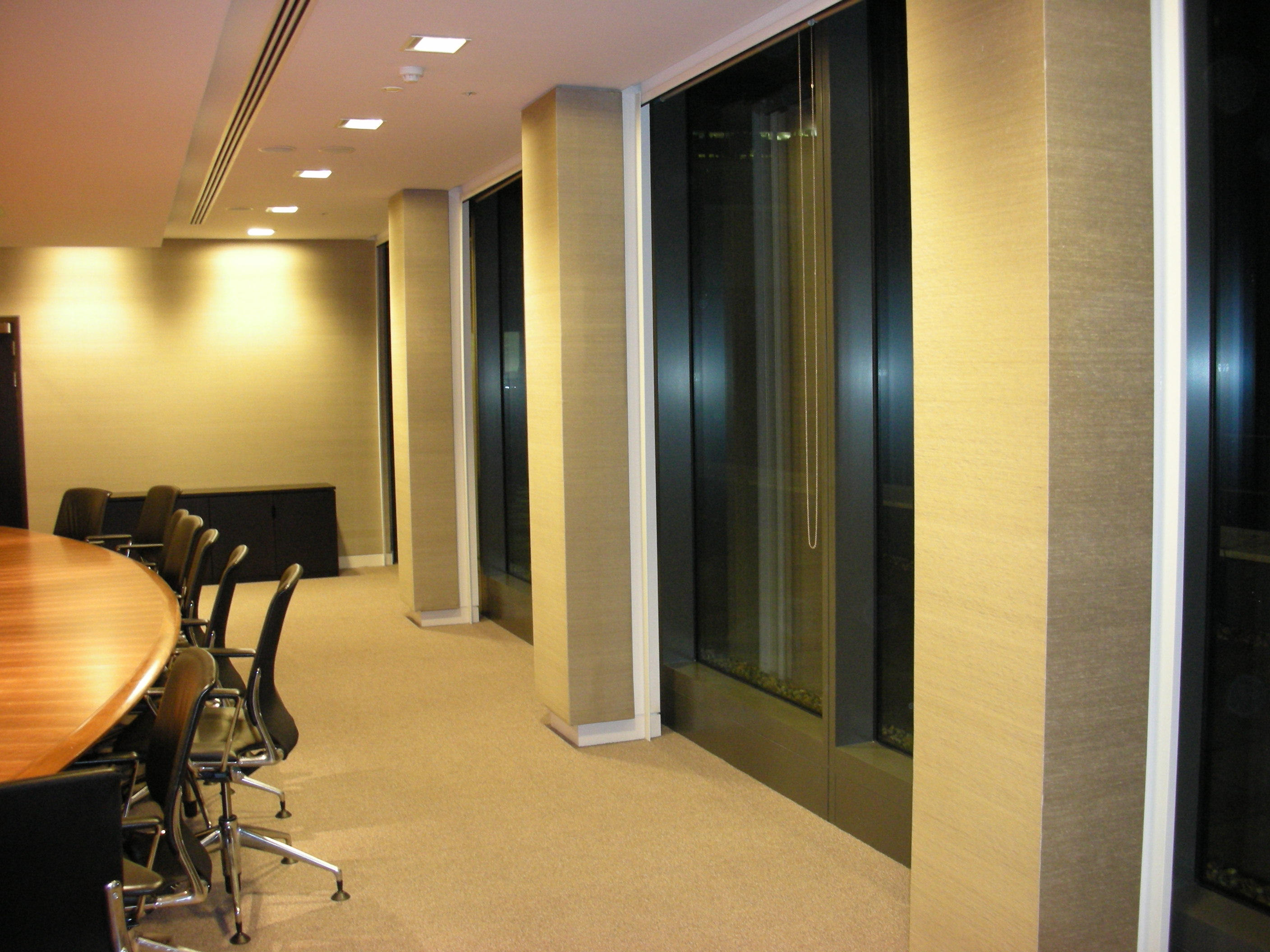Fabric acoustic wall panels installed in a commercial office and meeting environment